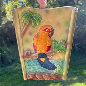Vintage Tropical Bird Parrot Palm Tree Tiki Wall Decor / Wall Plaque